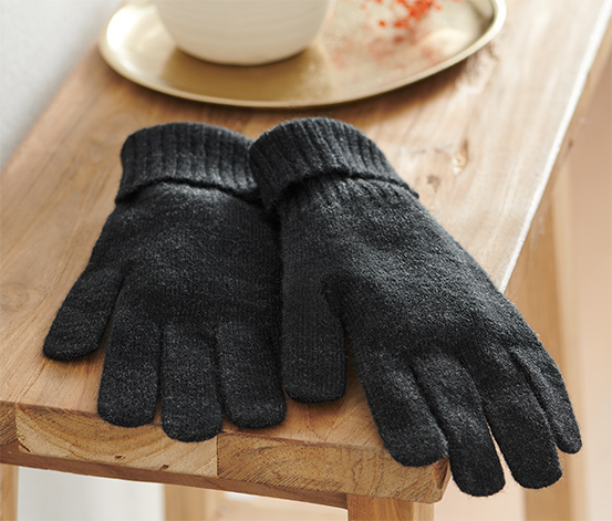 Pletené rukavice s vlnou, antracitové 644480 z e-shopu Tchibo.sk