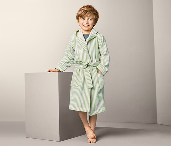 Detský kúpací plášť, zeleno-biely s prúžkami 608538 z e-shopu Tchibo.sk